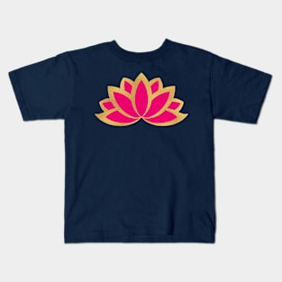 Pink and gold lotus design , Traditional lotus Kids T-Shirt